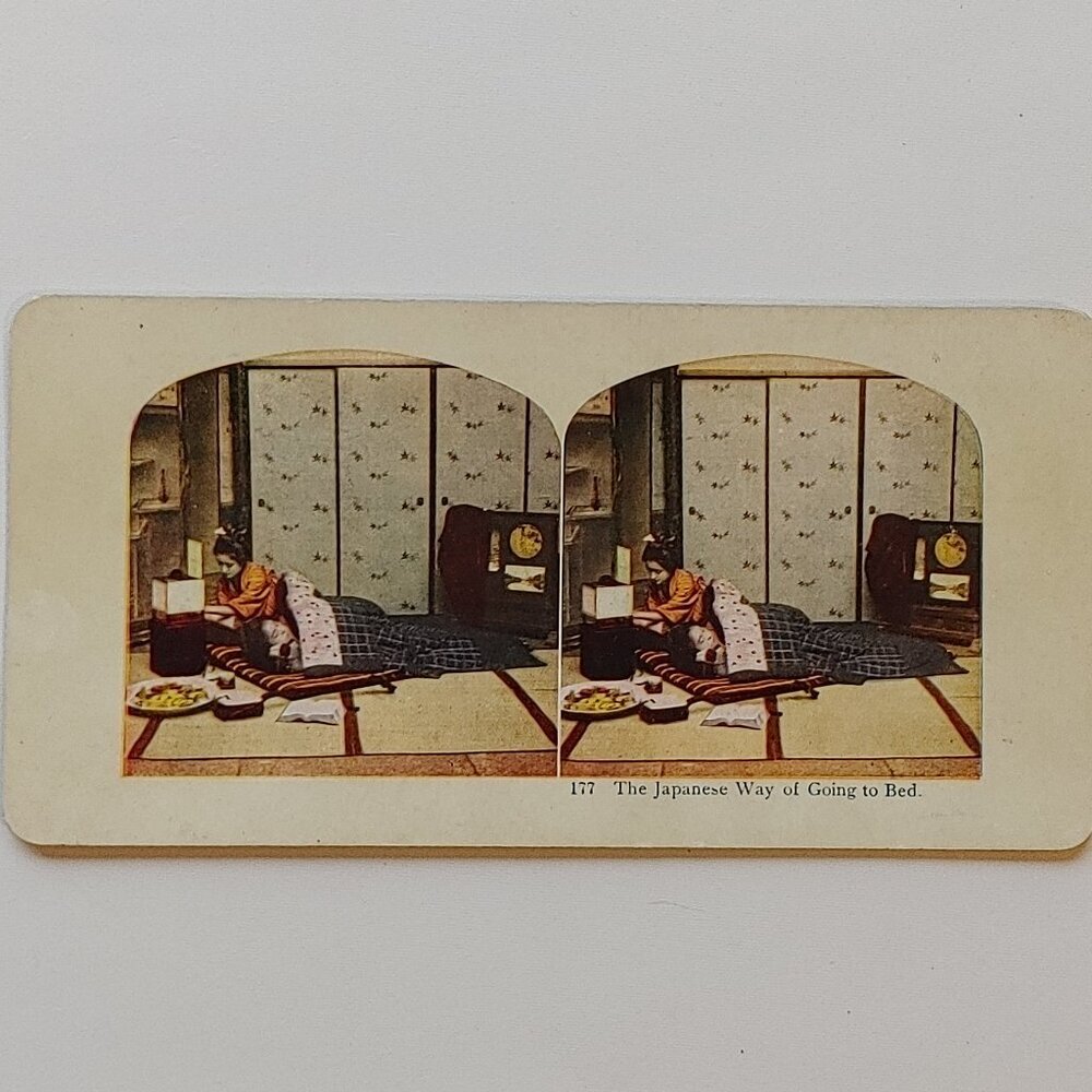 Vintage Stereograph Card DOUBLE SIDED Full Colour Japan Kyoto
